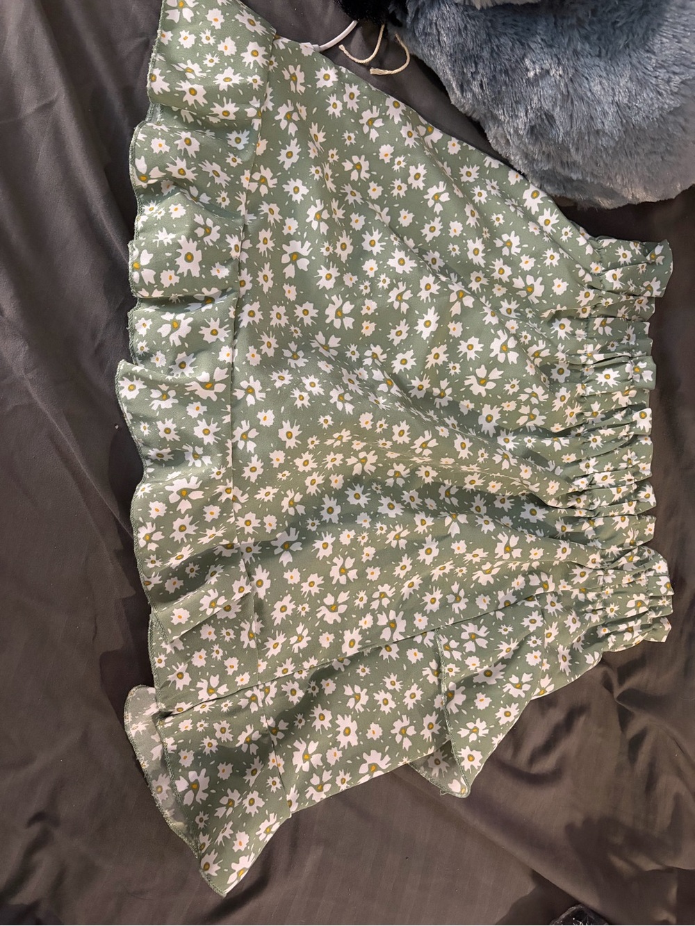 SHEIN Green Floral Ruffle Skater Skirt